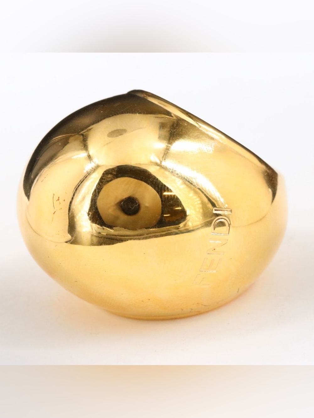 FENDI Oversized Domed Gold Ring with Box